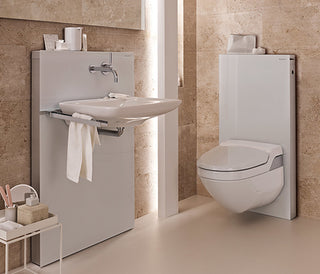 Module sanitaire Geberit Monolith pour verre de toilette mural, couleur Blanc, hauteur 114 cm