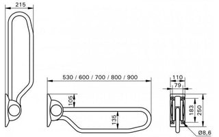 Linido toiletsteun opklapbaar 53 cm staal gecoat wit