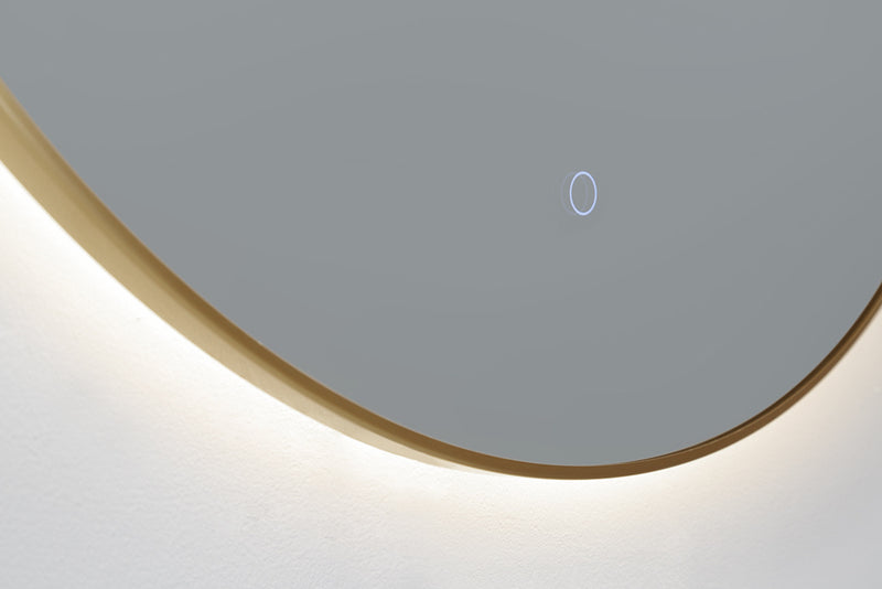 Ronde spiegel goud geborsteld met LED verlichting, in drie kleuren instelbaar en dimbaar 100cm - hoogste kwaliteit