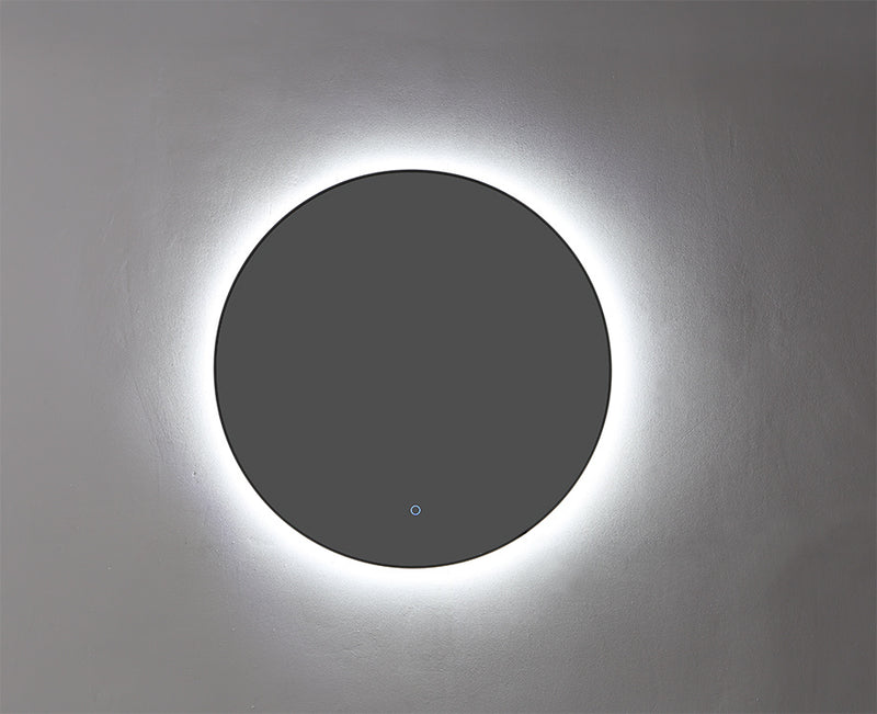 Ronde spiegel mat zwart met LED verlichting, in drie kleuren instelbaar en dimbaar 100cm met spiegelverwarming - hoogste kwaliteit