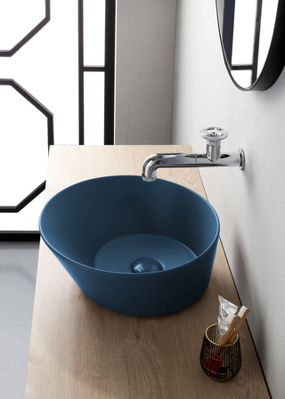 Sofia design opbouw waskom rond mat blauw - A-kwaliteit