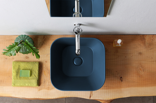 Sofia design opbouw waskom vierkant mat blauw - A-kwaliteit