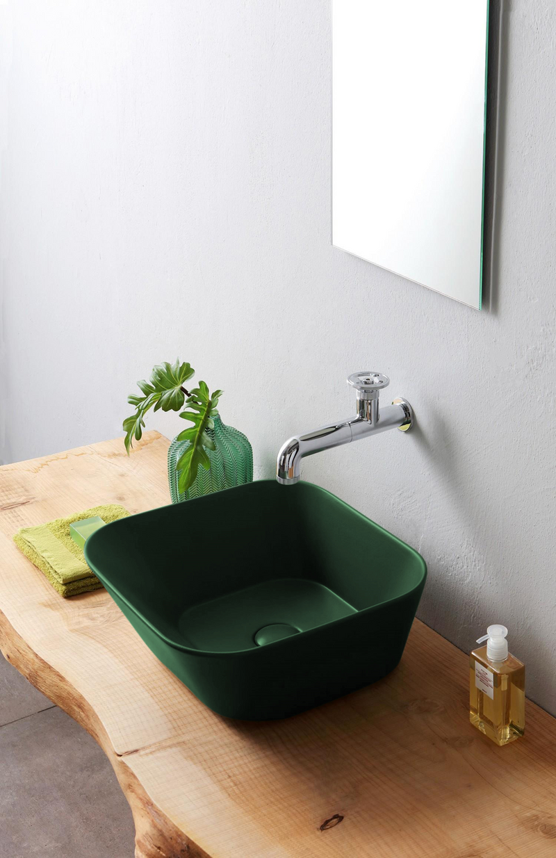 Sofia design opbouw waskom vierkant mat groen - A-kwaliteit