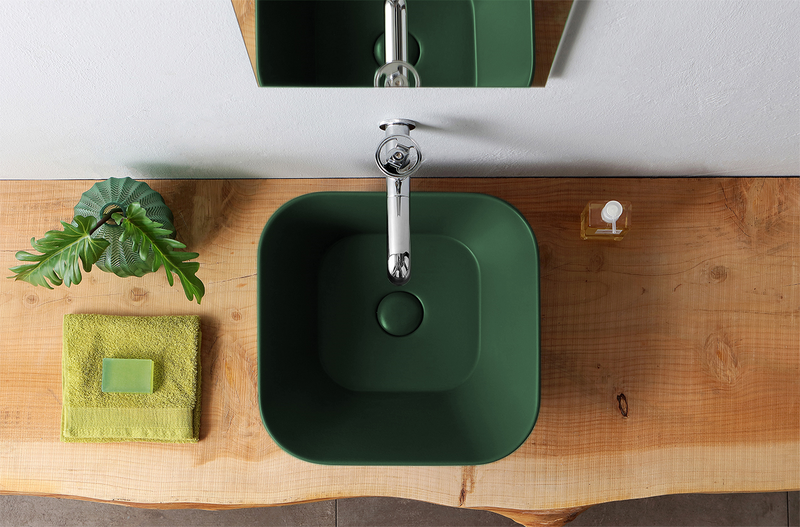 Sofia design opbouw waskom vierkant mat groen - A-kwaliteit