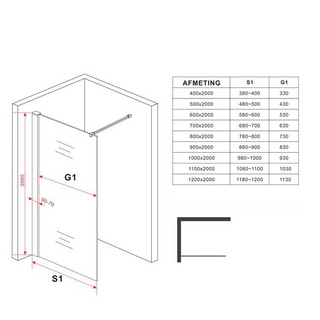 Inloopdouche Guido glas chroom 110x200 cm - A-kwaliteit