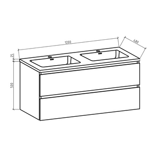 Badkamermeubel Isabella onderkast hoogglans wit 120x50x48 - A-kwaliteit