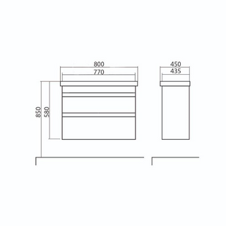 Badezimmermöbel Lorenzo Unterschrank Eiche hell 80x59x45 - A-Qualität