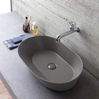 Vasque à poser design Sofia ovale gris mat - Qualité A