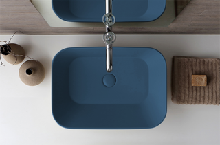 Sofia design opbouw waskom rechthoek mat blauw - A-kwaliteit
