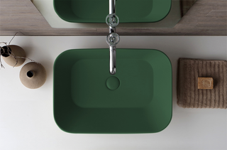 Sofia Design Aufsatzwaschtisch rechteckig mattgrün - A-Qualität