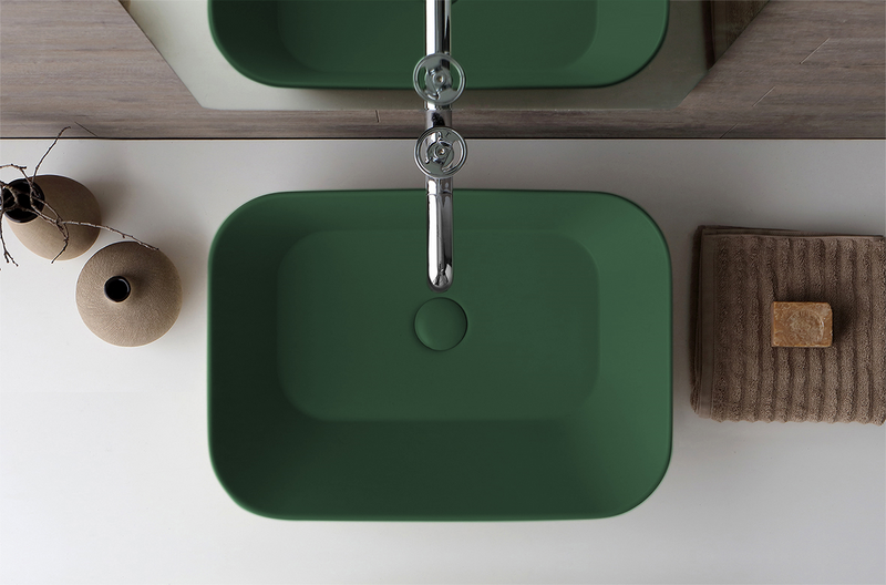 Sofia design opbouw waskom rechthoek mat groen - A-kwaliteit