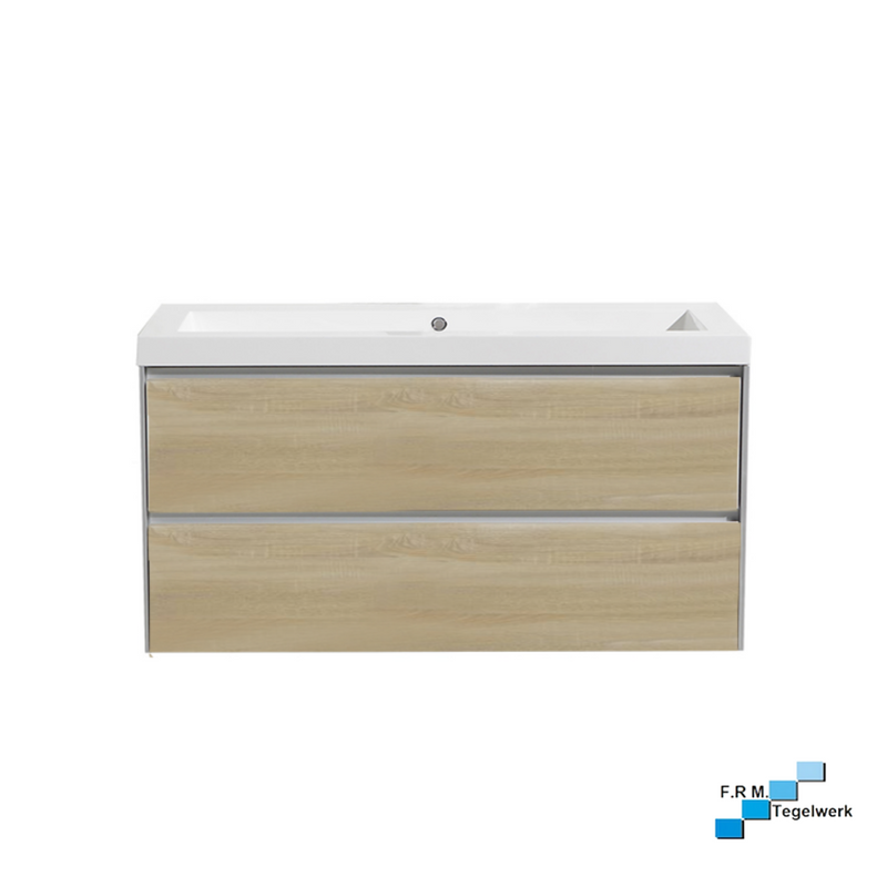 Actieset badmeubel PL greeploos 120cm licht hout incl. spiegel - hoogste kwaliteit