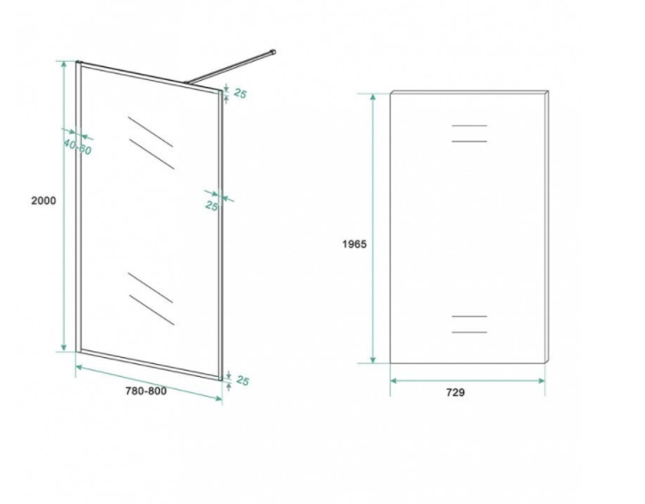 Inloopdouche Sienna glas mat zwart raamwerk 80x200 cm - A-kwaliteit