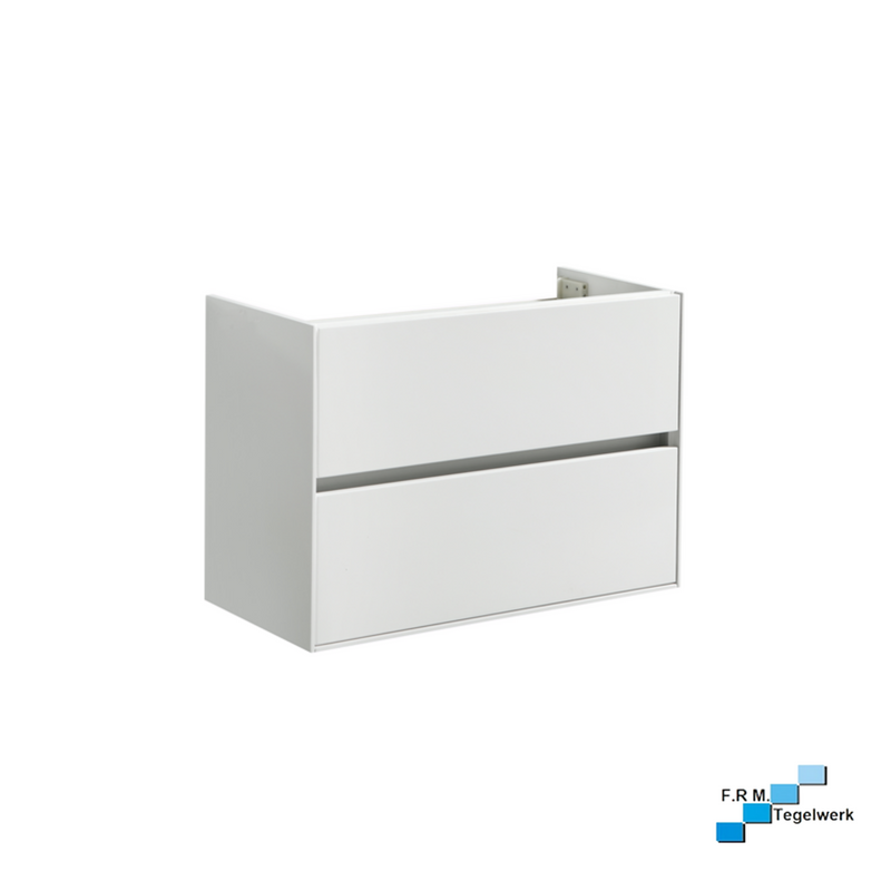 Badmeubel compact onderkast met greeplijst aluminium 80 cm hoogglans wit - hoogste kwaliteit