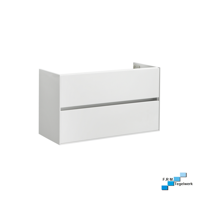 Badmeubel compact onderkast met greeplijst aluminium 100 cm hoogglans wit - hoogste kwaliteit