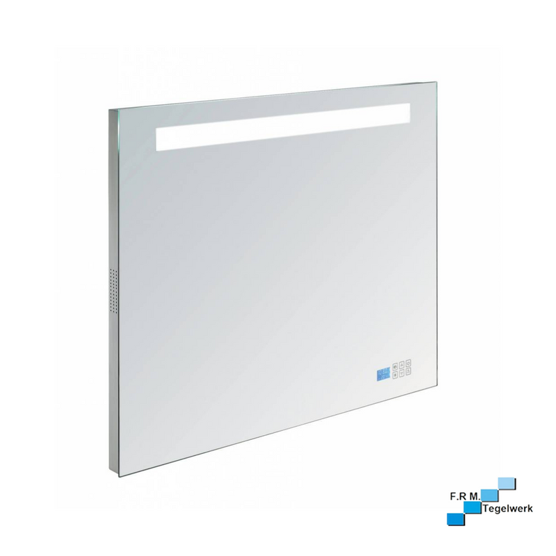Aluminium spiegel met LED verlichting, radio en bluetooth 100 cm met spiegelverwarming - hoogste kwaliteit