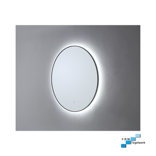 Ronde spiegel mat zwart met LED verlichting, in drie kleuren instelbaar en dimbaar 80cm - hoogste kwaliteit