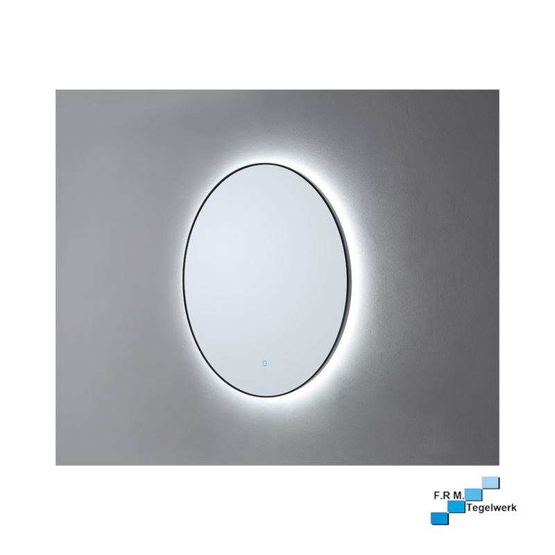 Ronde spiegel mat zwart met LED verlichting, in drie kleuren instelbaar en dimbaar 100cm - hoogste kwaliteit