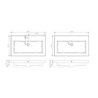 Wastafel mineraalmarmer 80 cm - hoogste kwaliteit